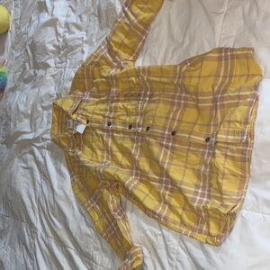 GAP Yellow and Brown Plaid Shirt